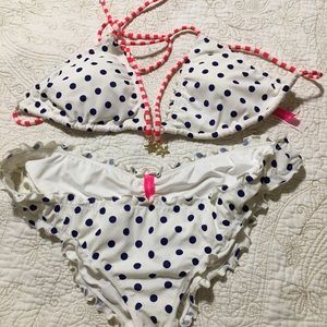 Victoria’s Secret White and Blue Polka Dot Bikini